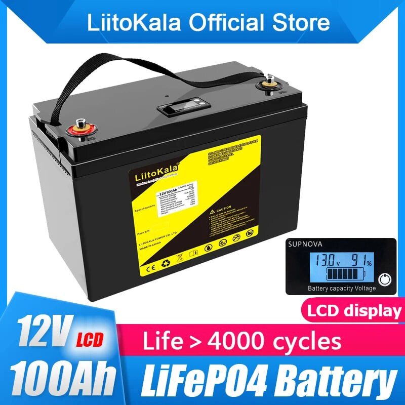 Акумулятор LiFePO4, LiitoKala, 12V 100Ah, з LCD дисплеєм, BMS smart плата від компанії експерт - фото 1