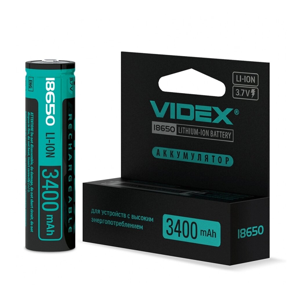 Акумулятор Videx LI-ION 18650 3400 mAh (з Захистом) від компанії експерт - фото 1