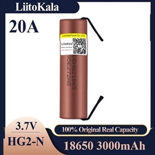 Акумулятор високострумовий 18650, LiitoKala HG2-N, 3000mah, з контактами під паяння, ОРИГІНАЛ від компанії експерт - фото 1