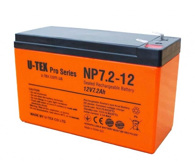 Акумуляторна  батарея U-tex 12V7.2A NP7.2-12 від компанії експерт - фото 1