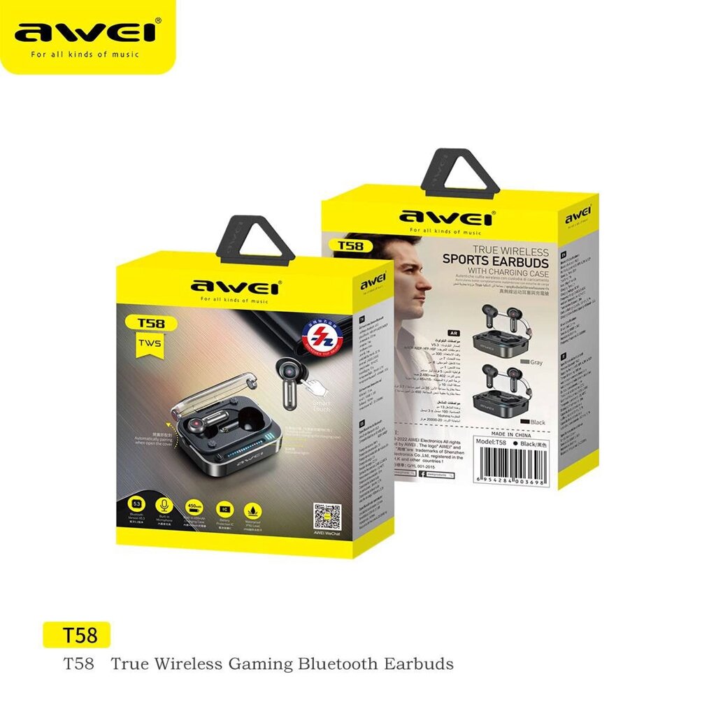 Bluetooth навушники AWEI T58 TWS Bluetooth від компанії експерт - фото 1