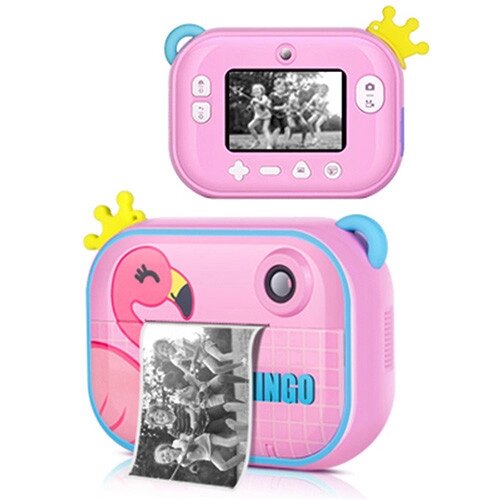 Дитячий фотоапарат миттєвого друку YT008  PINK FLAMINGO із підтримкою microSD card, 3Y+ від компанії експерт - фото 1