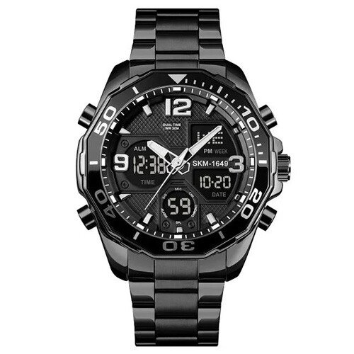 Годинник наручний 1649BK SKMEI, BLACK, DualTime від компанії експерт - фото 1