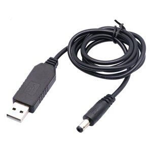 Кабель живлення USB - DC 9V 1A 5.5*2.1 mm для роутера, GPON, відеоспостереження та інш. 1 м (чорний)