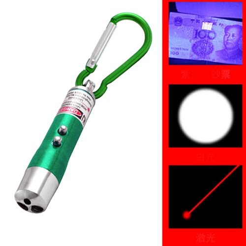 Ліхтар брелок 9617-LED, лазер, ультрафіолет, 3хLR44, карабін від компанії експерт - фото 1