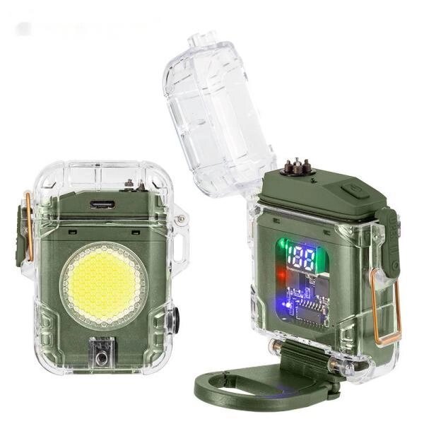 Ліхтар MULTIFUNCTIONAL D52-2-COB green, Li-Ion акумулятора, індикація заряду, запальничка, ЗП Type-C, Box від компанії експерт - фото 1
