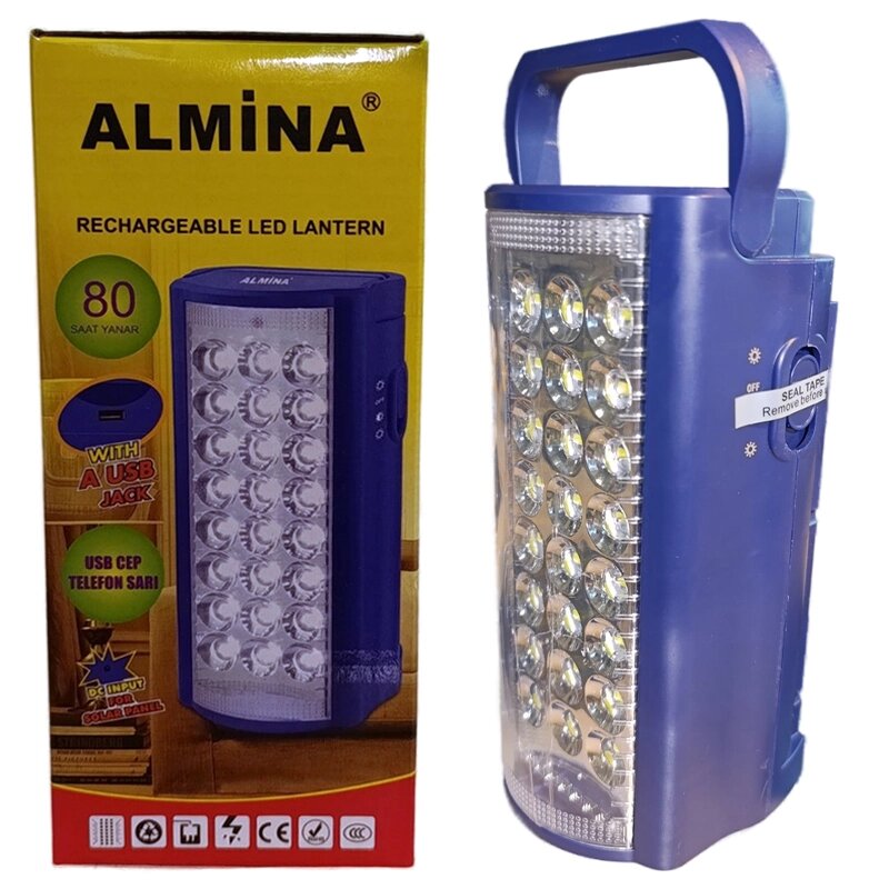 Ліхтар переносний Almina MX-2606L 24 LED 6V 4A акумулятор, що заряджається з Повербанком Blue від компанії експерт - фото 1