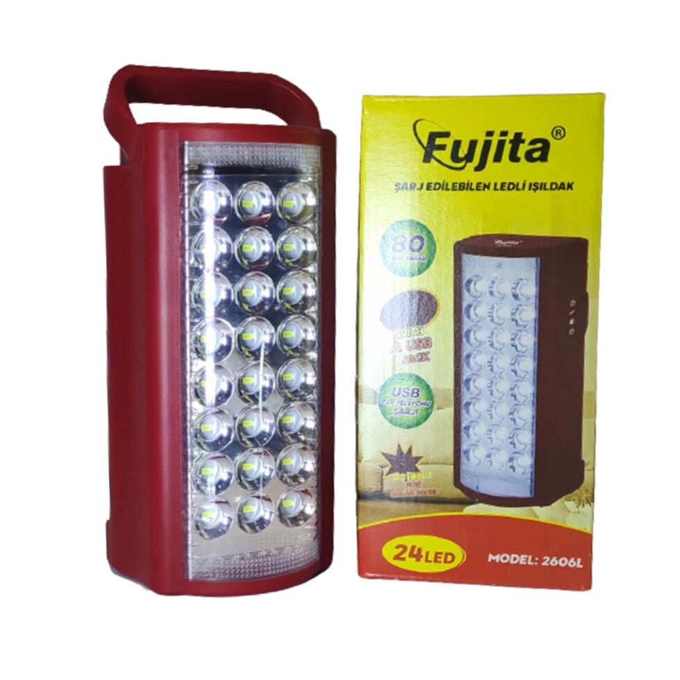 Ліхтар переносний FUJITA 2606L 24 LED з Повербанком Red від компанії експерт - фото 1