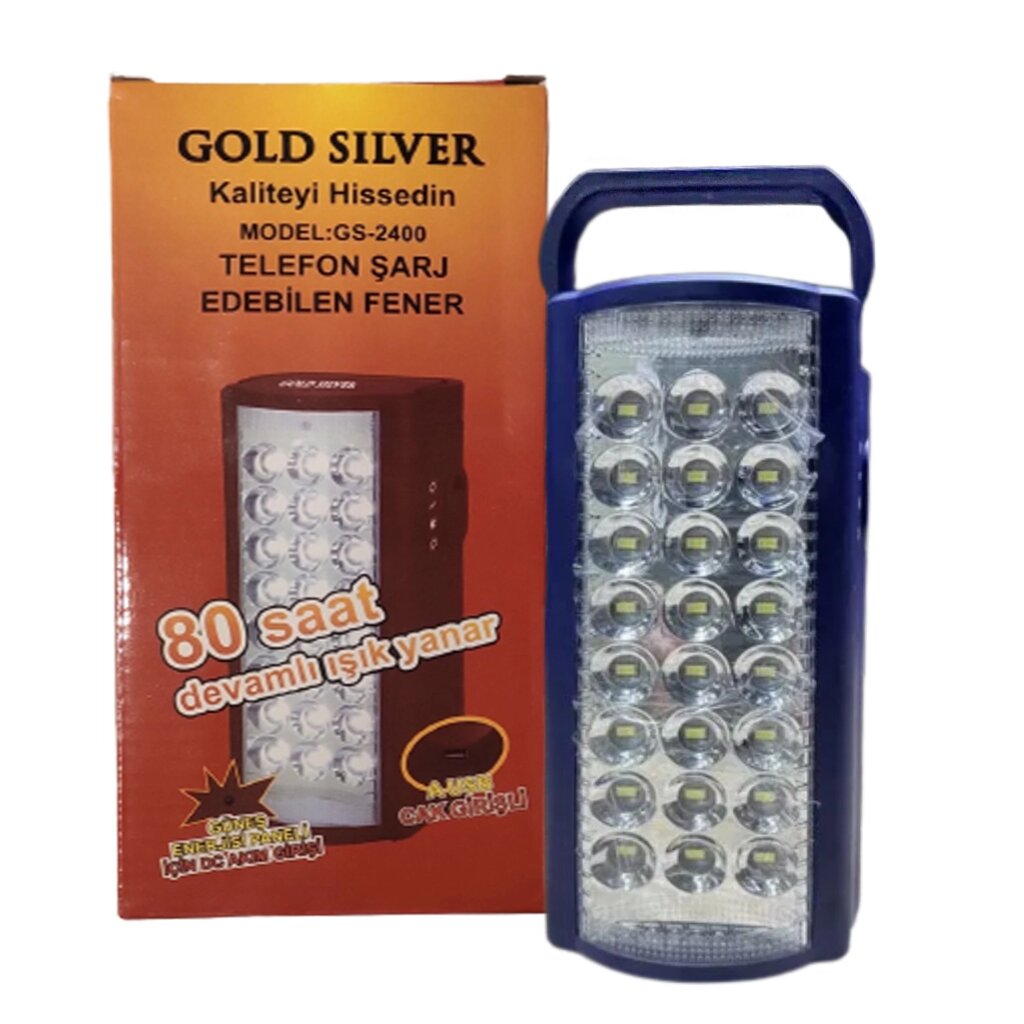 Ліхтар переносний Gold Silver GS-2400 24 LED з Повербанком Blue від компанії експерт - фото 1