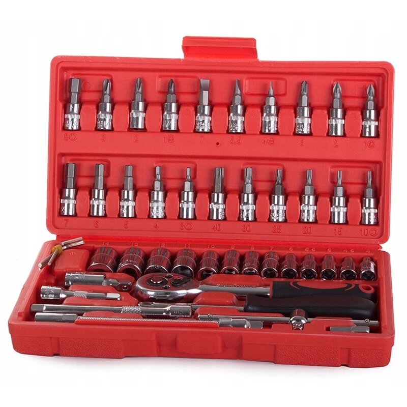 Набір інструментів Socket Wrench Set 46 в 1 у пластиковому кейсі від компанії експерт - фото 1