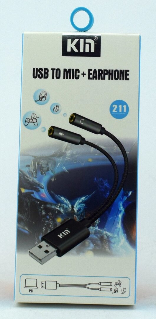 Перехідник KIN KY-211 USB TO MIC+EAPHONE від компанії експерт - фото 1