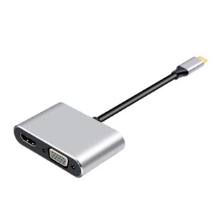 Перехідник 4K USB-C HUB PD+HDMI+VGA+USB adapter 4 in 1