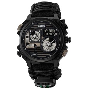 Годинники наручні 2202BK SKMEI PARACORD, BLACK, Compass, термометр, свисток, кресало