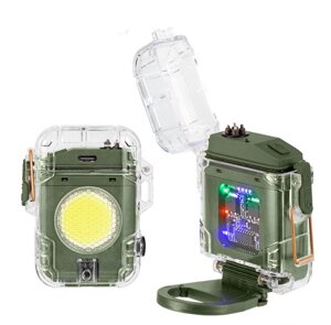 Ліхтар MULTIFUNCTIONAL D52-2-COB green, Li-Ion акумулятора, індикація заряду, запальничка, ЗП Type-C, Box