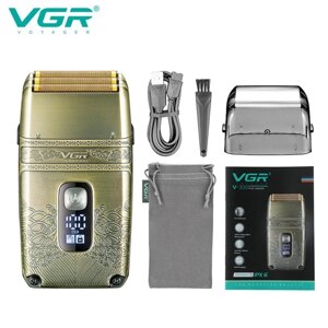 Електробритва VGR V-335 шейвер для сухого та вологого гоління, Waterproof IPX6, потрійне лезо, висувний триммер, LED