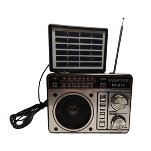 Портативне радіо з ліхтарем на сонячній батареї Everton RT-814 З Акумулятором USB-SD-FM