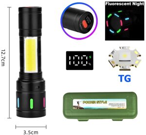 Ліхтар NIGHT VISION FLUORESCENCE BL-627-TG+COB, Li-Ion акумулятор, індикація заряду, ЗУ Type-C, zoom, Box