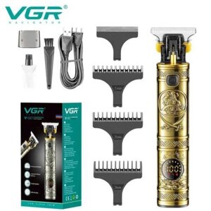 Машинка (триммер) для стрижки волосся та бороди VGR V-097 gold, Professional, 4 насадки