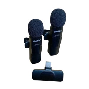 Бездротовий мікрофон NeePho N8 plus (Type-C) петличний для 2-х блогерів Black