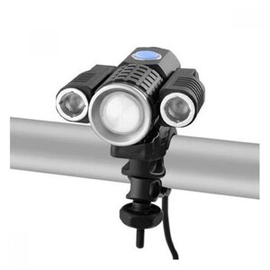 Ліхтар велосипедний W602-T6+2XPE Bike, 2x18650, кріплення на лоб, zoom, ЗП microUSB, Box