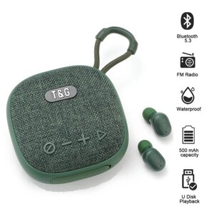 Bluetooth-колонка з навушниками TG813, з функцією speakerphone, радіо, green