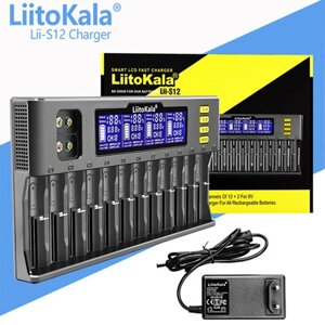 Зарядний пристрій LiitoKala Lii-S12, 12x26700/ 26650/ 2170/0 18650/ AA/ 9V