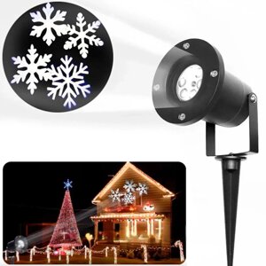 Світлодіодний проектор зі сніжинками, Різдвяний декор/ Новорічний проектор