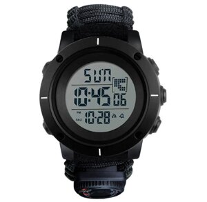 Годинники наручні 1213BK SKMEI PARACORD, BLACK BIG SIZE, Compass, термометр, свисток, кресало