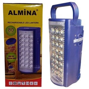 Ліхтар переносний Almina MX-2606L 24 LED 6V 4A акумулятор, що заряджається з Повербанком Blue