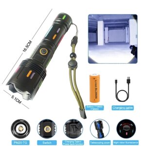 Ліхтар NIGHT VISION FLUORESCENCE G671/G25 WHITE LASER LED PM30-TG, 1х26650/3xAAA, power bank, ЗУ Type-C, zoom, Box