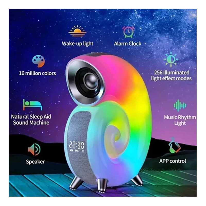 RGB нічник Light Sound Machine N70, годинник, Bluetooth колонка від компанії експерт - фото 1