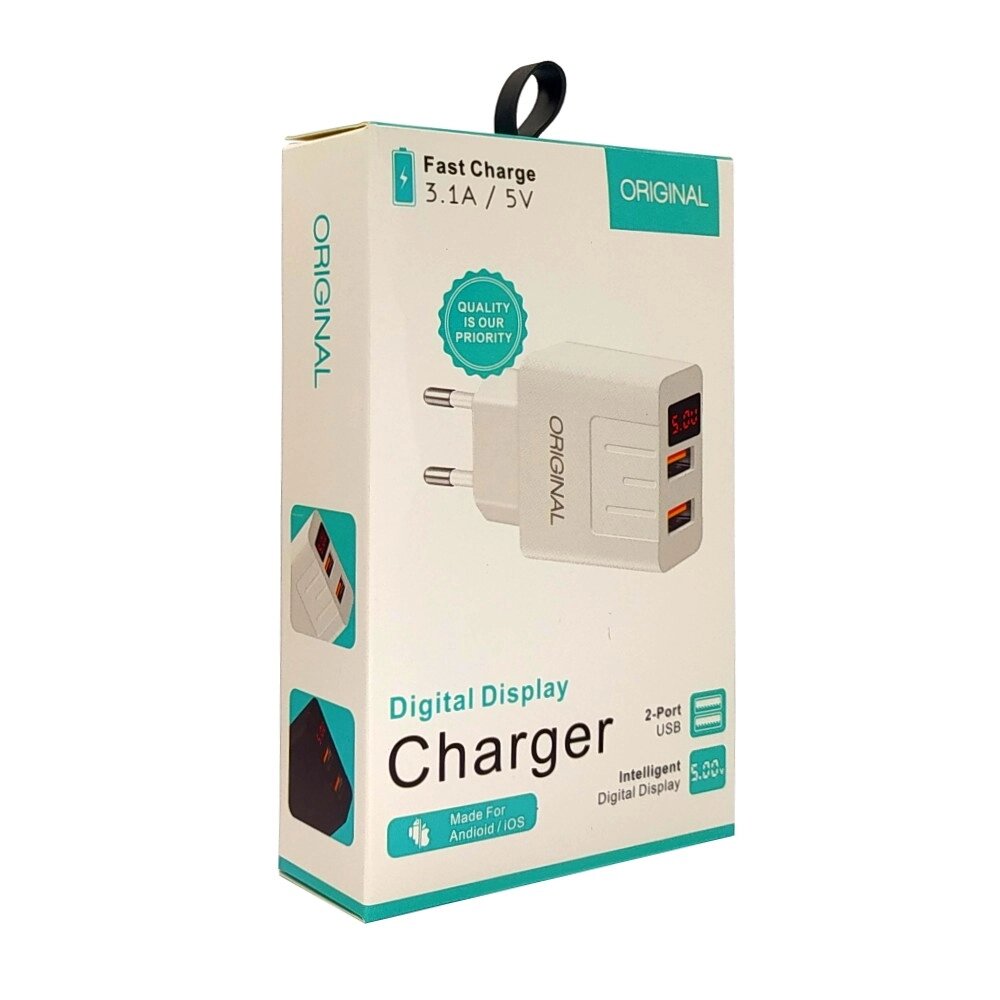 СЗУ CHARGER 2USB 3.1A/5V+LCD APD-2S від компанії експерт - фото 1