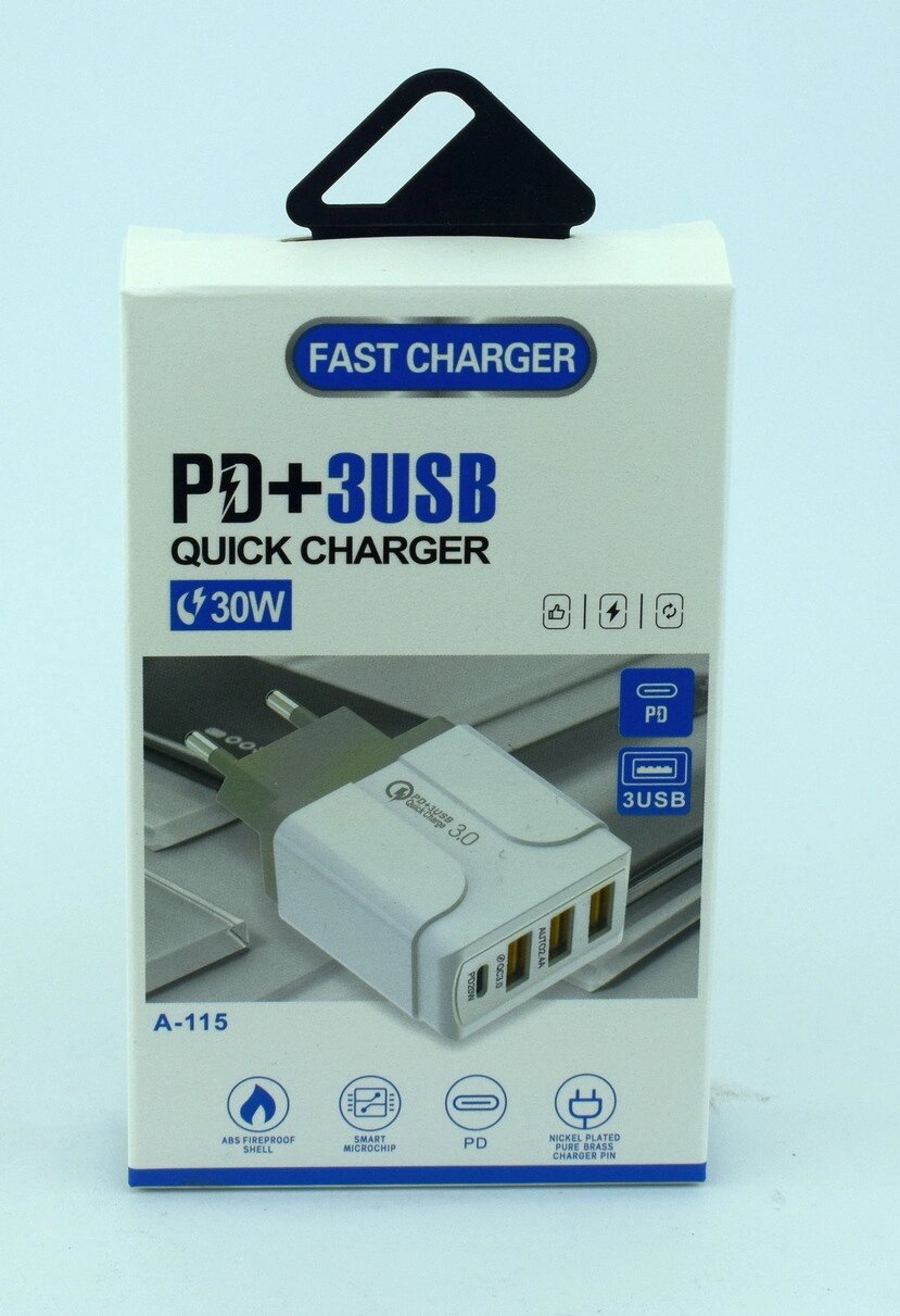 СЗУ CHARGER A-115 3USB+PD 30W від компанії експерт - фото 1