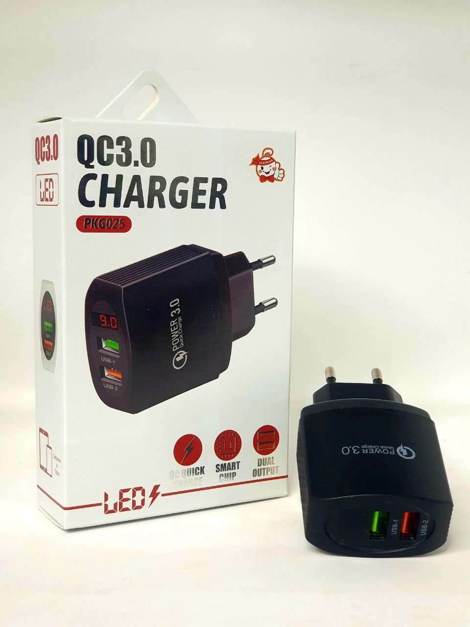 СЗУ CHARGER PKG025 QC3.0 2USB LED від компанії експерт - фото 1