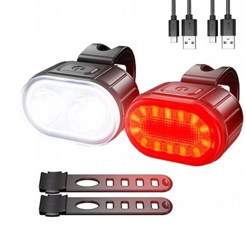 Велокомплект ZH-078-2LED ліхтар + STOP-14SMD, waterproof, Li-Ion акумулятор, ЗУ Type-C від компанії експерт - фото 1