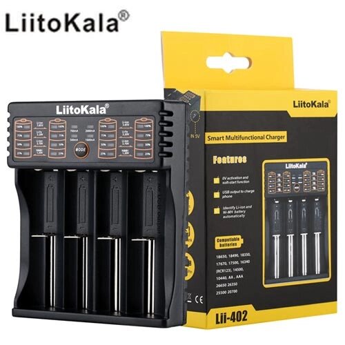 Зарядний пристрій LiitoKala Lii-402, POWER BANK, 4Х-18650, АА, ААА Li-Ion, LiFePO4, Ni-Mh, ОРІГІНАЛ від компанії експерт - фото 1