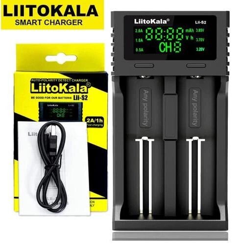 Зарядний пристрій LiitoKala Lii-S2, 2x-18650, 26650, АА, ААА Li-Ion, LiFePO4, NiMH, ОРИГІНАЛ від компанії експерт - фото 1