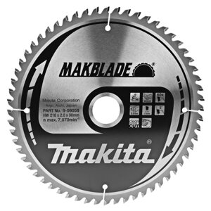 Диск пильний Makita MAKBlade 216x30 60T : диск 216 мм, к-ть зубів 60 (B-09058)