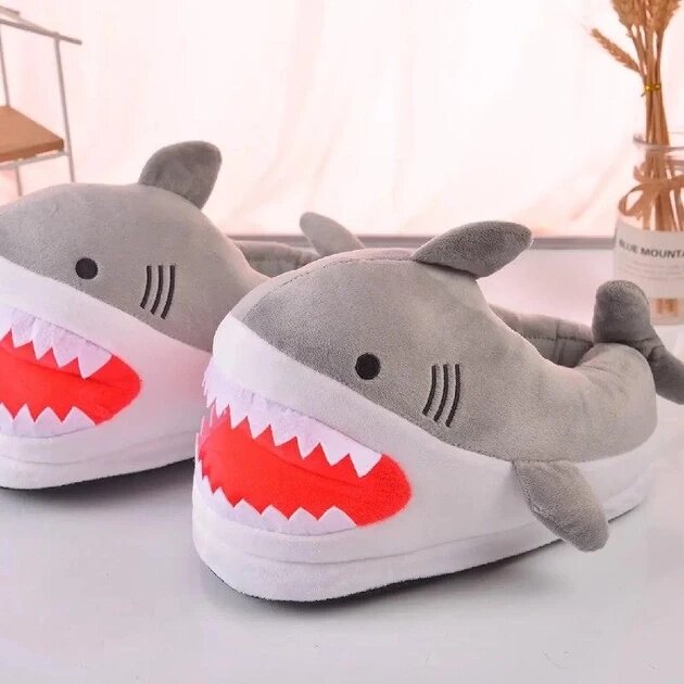 Домашні Плюшеві тапочки іграшки для кігурумі сіра акула, тапки кігурумі сіра акула 35-43 від компанії Зола - фото 1