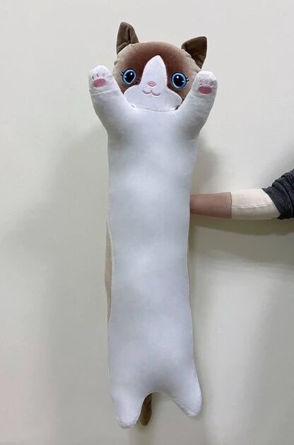 Іграшка плюшева кіт-батон 50, 70, 90, 110, 130 см сірий від компанії Зола - фото 1