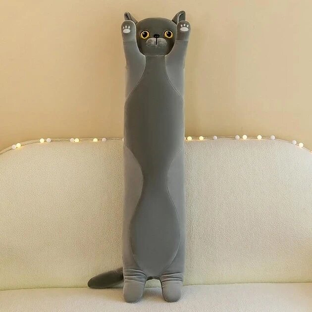 Іграшка плюшева кіт-батон британець 50, 70, 90, 110, 130 см сірий від компанії Зола - фото 1