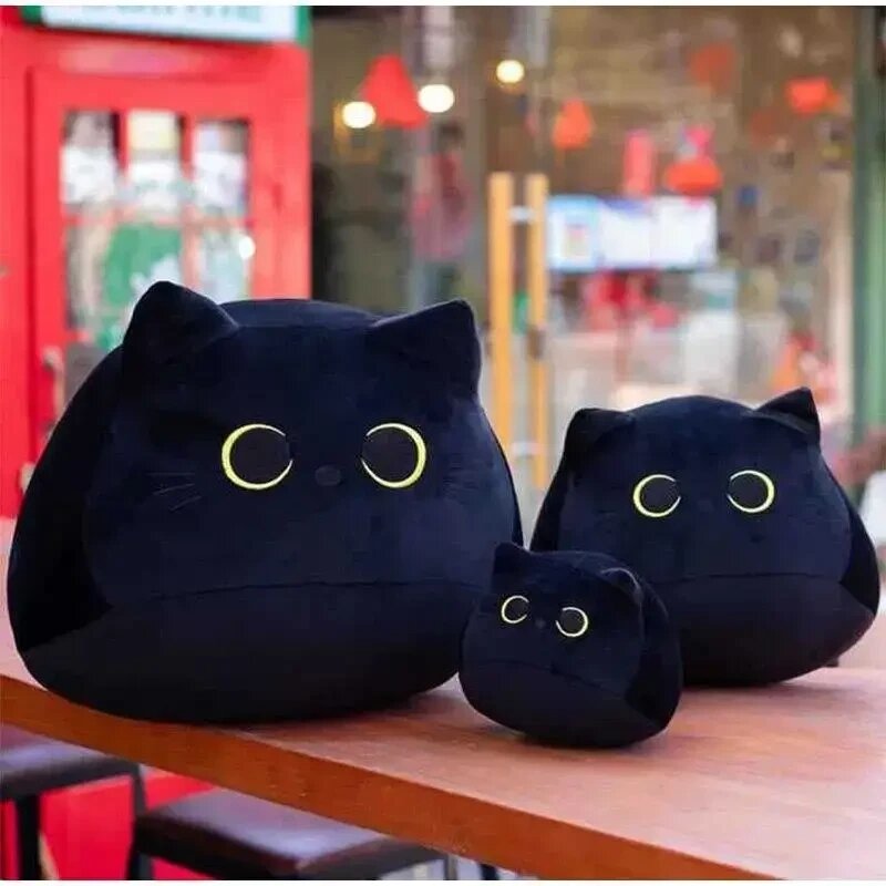 М'яка плюшева іграшка подушка чорний кіт 35 см, талісман від компанії Зола - фото 1