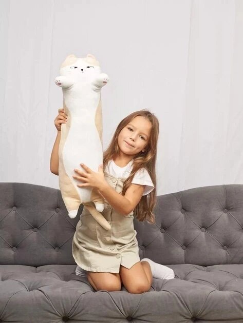 М'яка подушка-іграшка Кіт батон 90 см, 110, 130 см Бежевий від компанії Зола - фото 1
