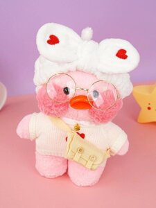 М'яка іграшка Lalafanfan Duck Каченя в окулярах 30 см рожева