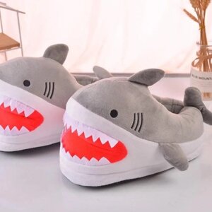 Домашні Плюшеві тапочки іграшки для кігурумі сіра акула, тапки кігурумі сіра акула 35-43