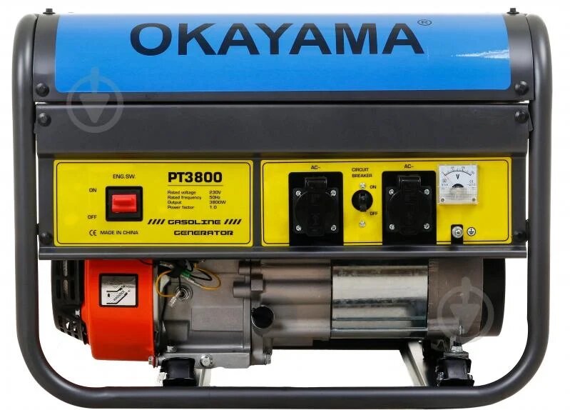 Потужний бензиновий генератор (електрогенератор) OKAYAMA PT-3800 : 3.2/3.5 кВт, 1 фаза, 4-тактний, мідна обмотка від компанії Зола - фото 1