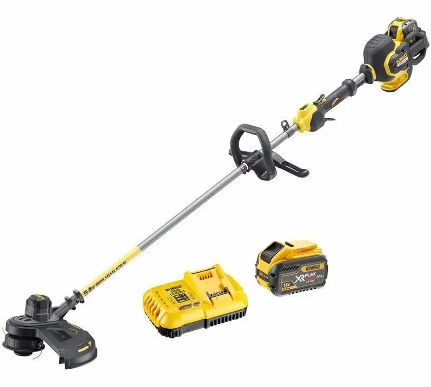 Професійна акумуляторна безщіткова коса (тример) DeWALT DCM571X1 : з Li-Ion 54 V, 3 Ач, 5600 об/хв, ніж і жилка від компанії Зола - фото 1