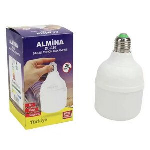 Аварійна акумуляторна лампочка Almina DL-020 20 Вт | Світлодіодна лампа E27 на акумуляторі