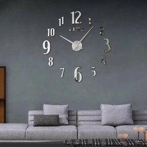Великі настінні 3D годинник 120 см чорний і сірий ZH1725 | Дизайнерський годинник для інтер'єру