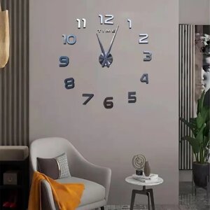Великі настінні 3D-годинник 50 см ЧОРНИЙ І СІРИЙ ZH172520 | Безшумний годинник